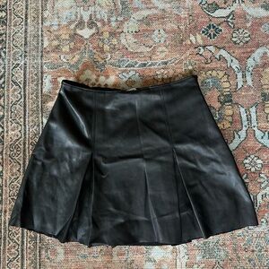 Abercrombie Black Faux Leather Pleated Mini Skirt